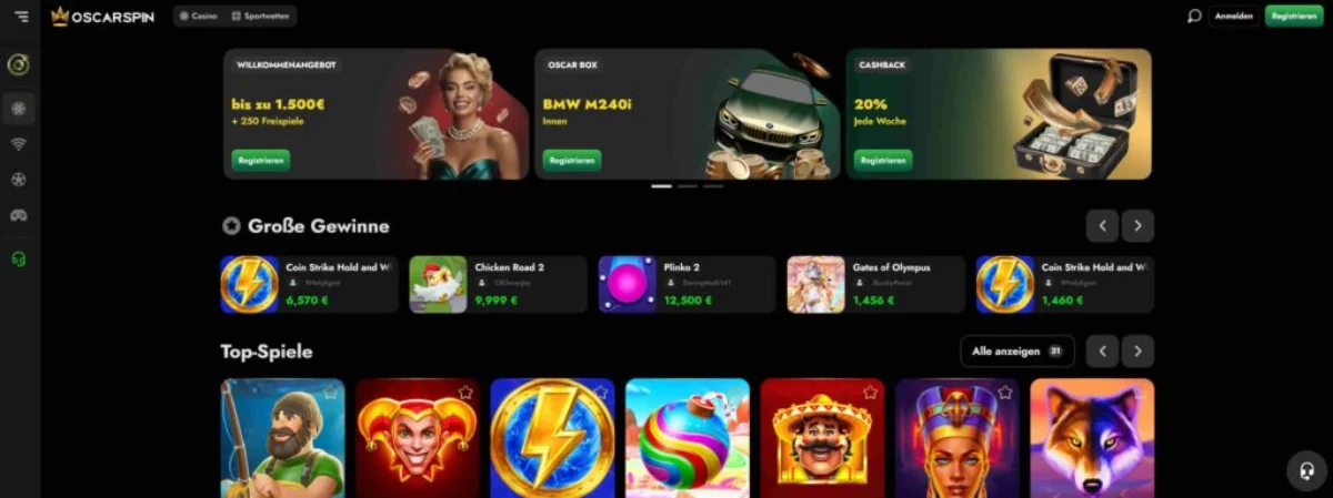 OscarSpin – Bewährter Anbieter mit großem Bonus und starkem Gesamtpaket